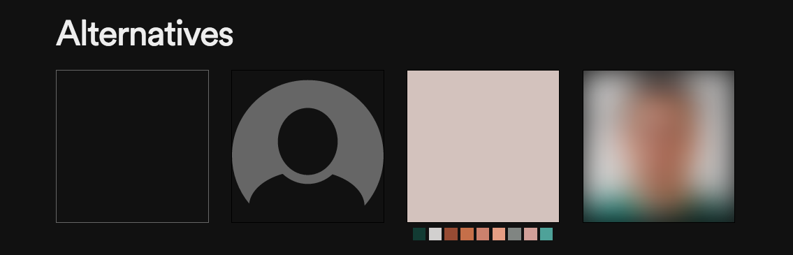 An example of what we can show while our image is loading: blank space, placeholder, block colour or blurred image