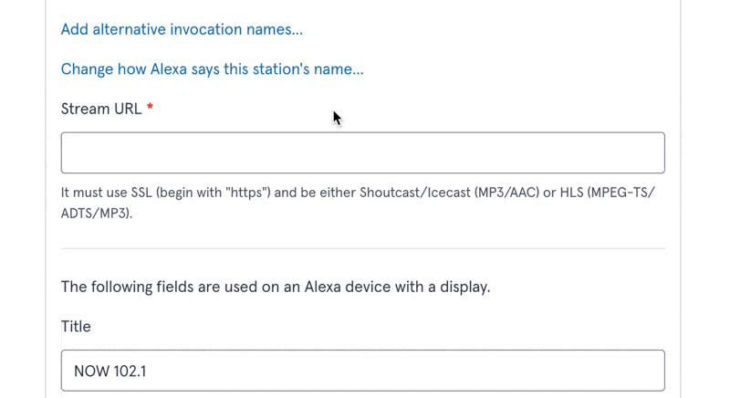 Add alternative invocations and changing how Alexa says a station's name.