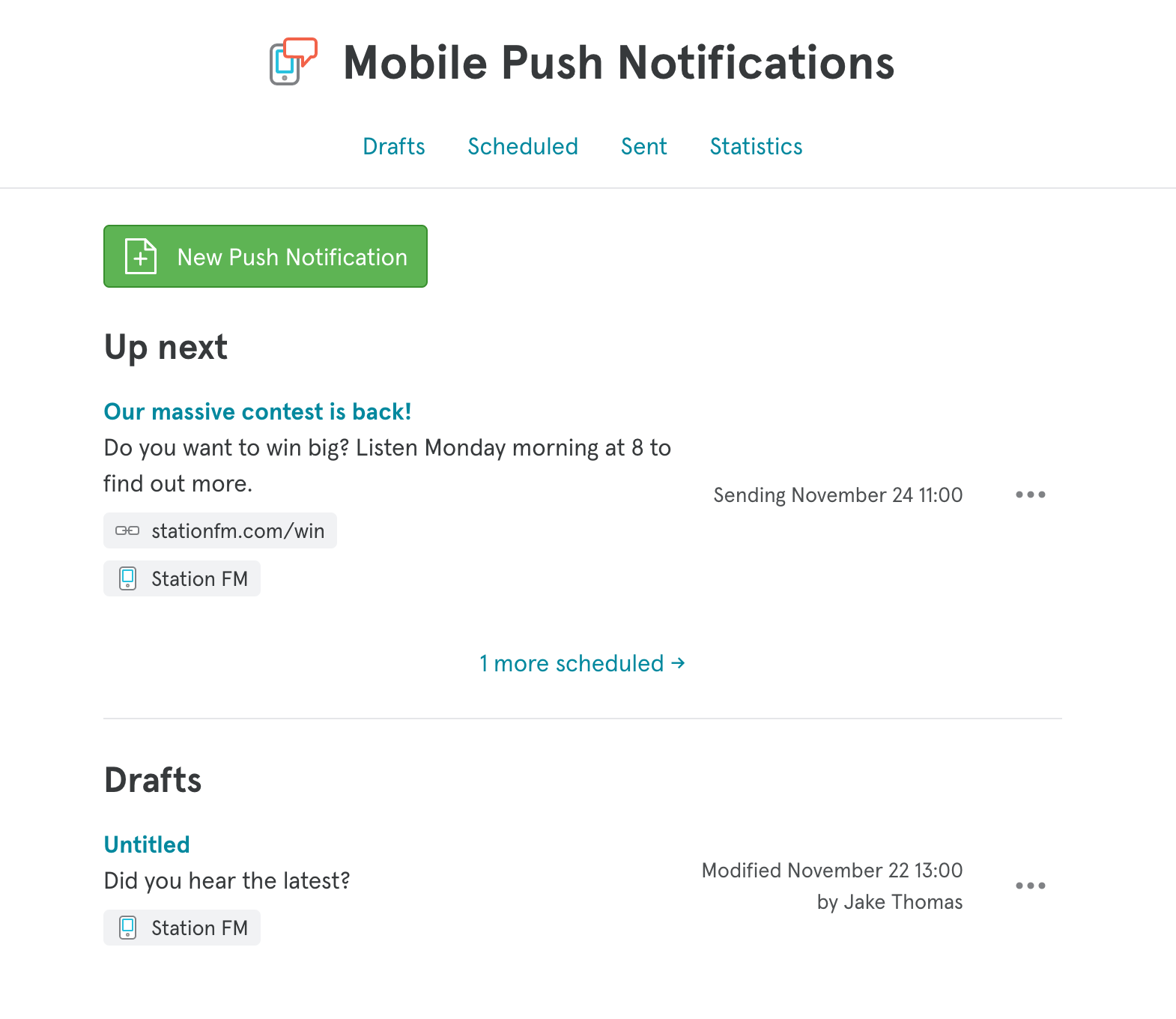 The new Mobile Push Notifications dashboard