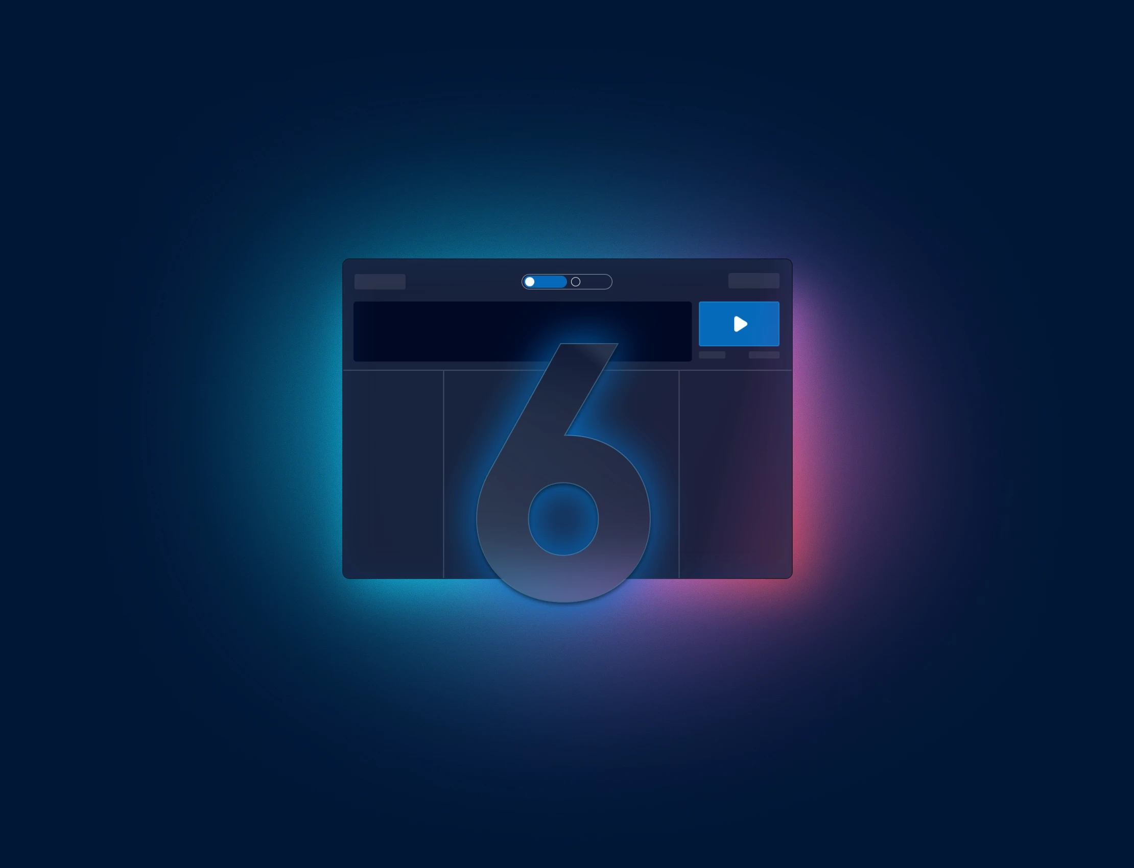 Teaser graphic showing an application window and the number 6