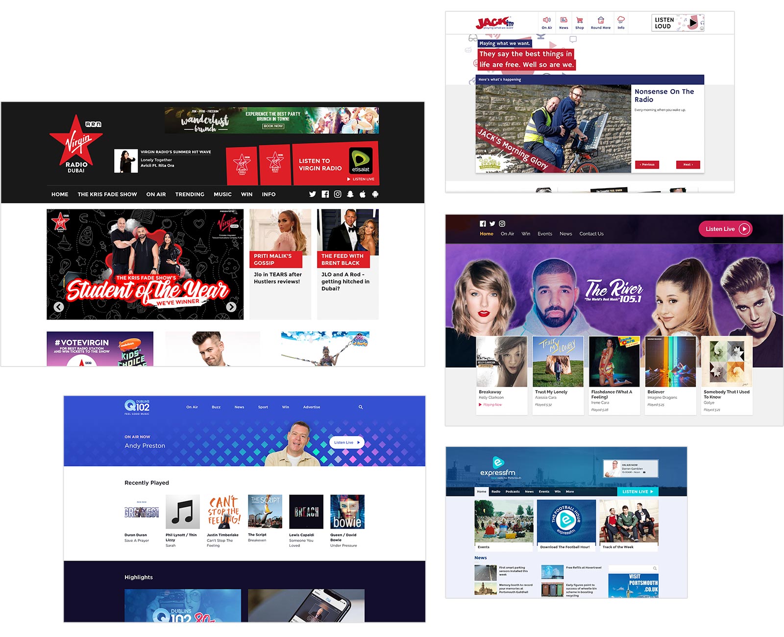 Previews of websites designed by Aiir