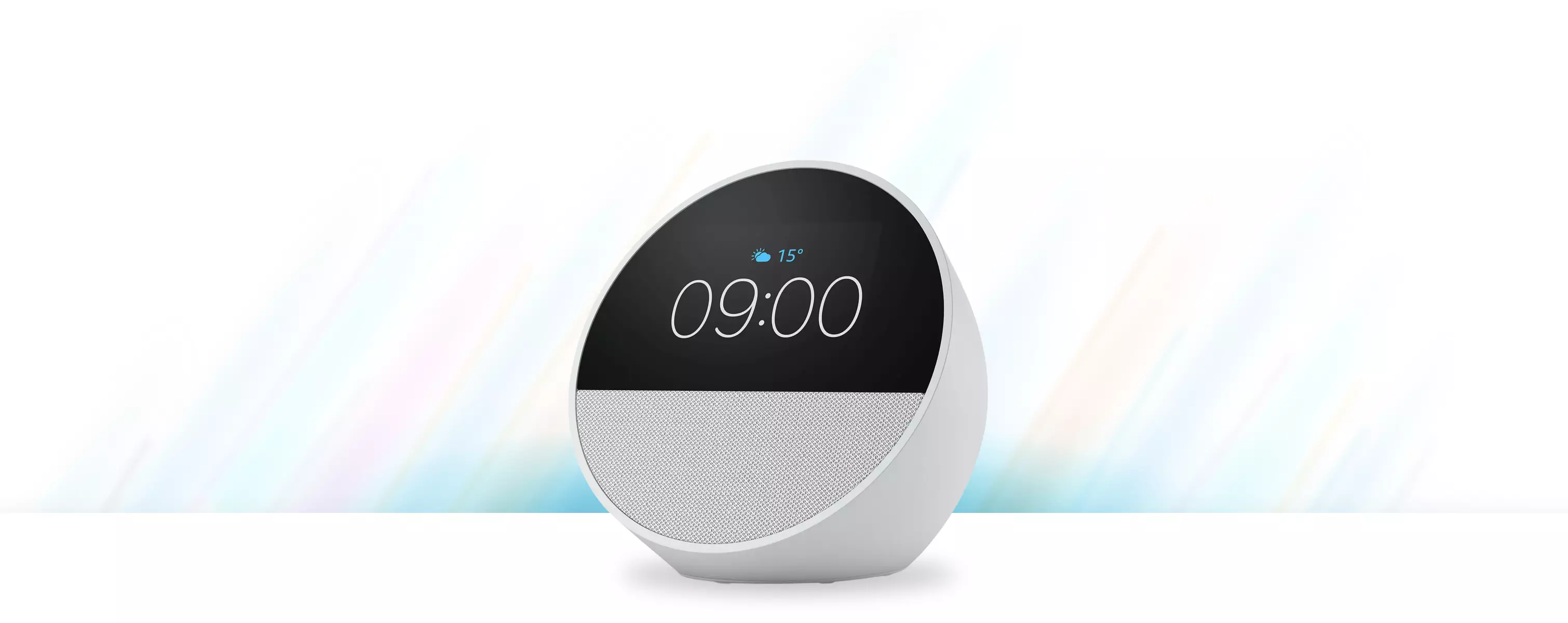 Alexa speaker on a light-flare background