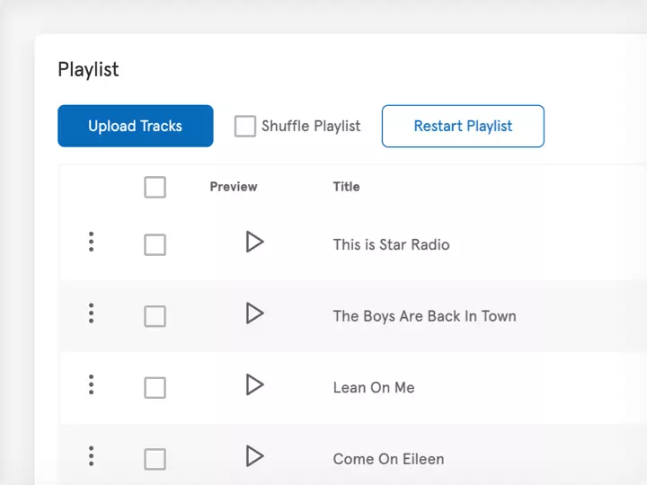 Screenshot of a playlist of audio items